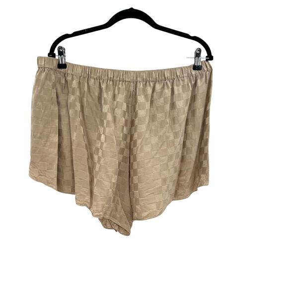 Lunya Silk Checkered Jacquard Silk Short Set Beige Tan Gold Plus Size 1X - Picture 12 of 16